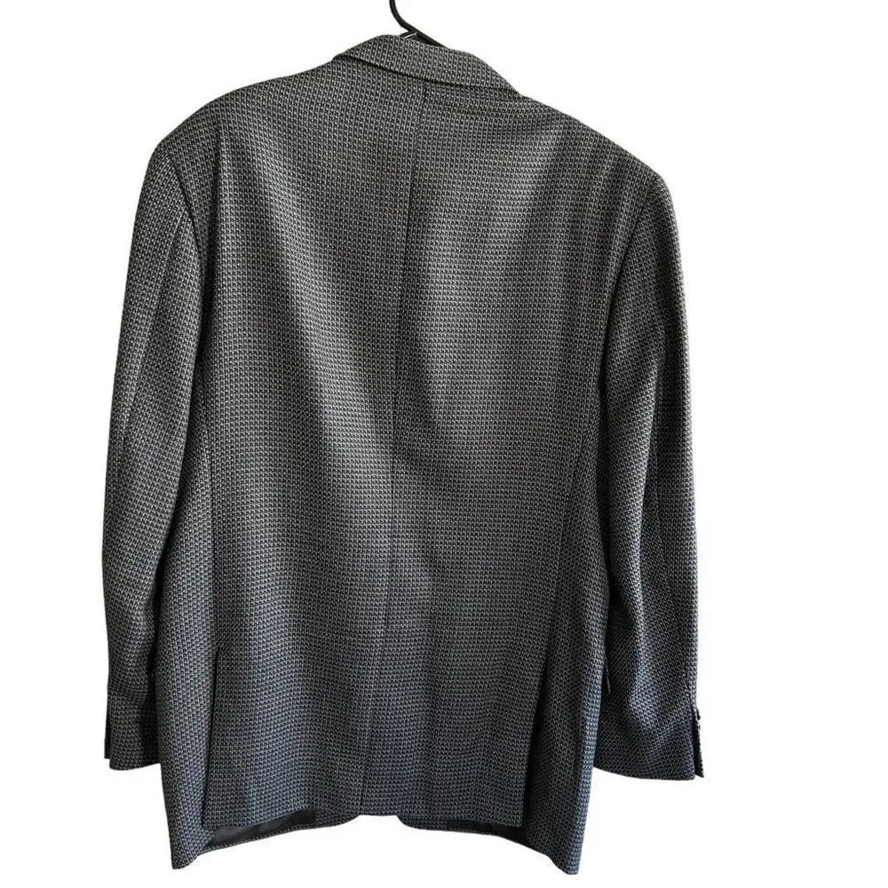 Joseph Abboud blazer suit jacket size 42L 100% wool houndstooth pattern blue tan